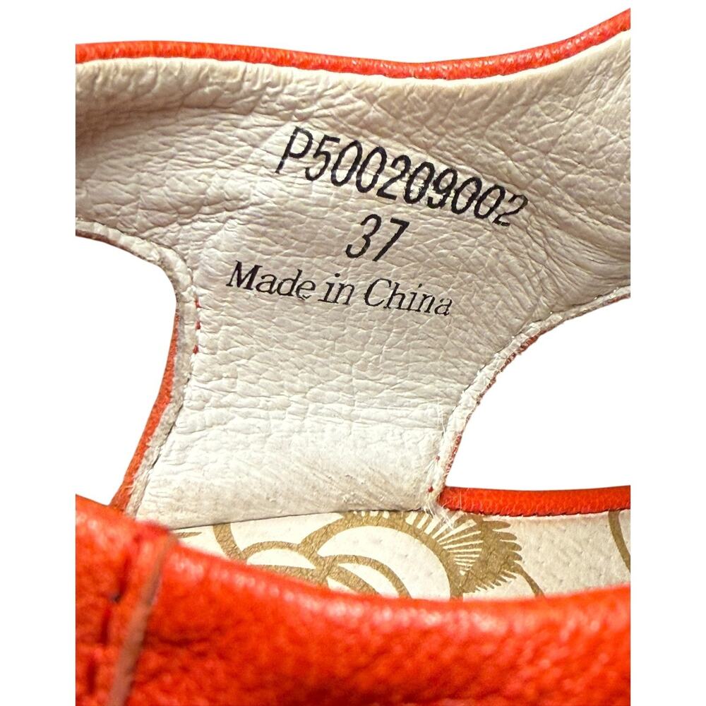 FLY LONDON Yifa Women's 37/US 6.5 Orange Leather Wedge Sandals Lace Up Comfort - Picture 12 of 15